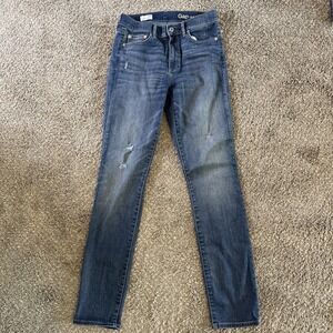 Gap 1969 Women's Slim Straight Jeans Blue‎ Distressed Size 28R